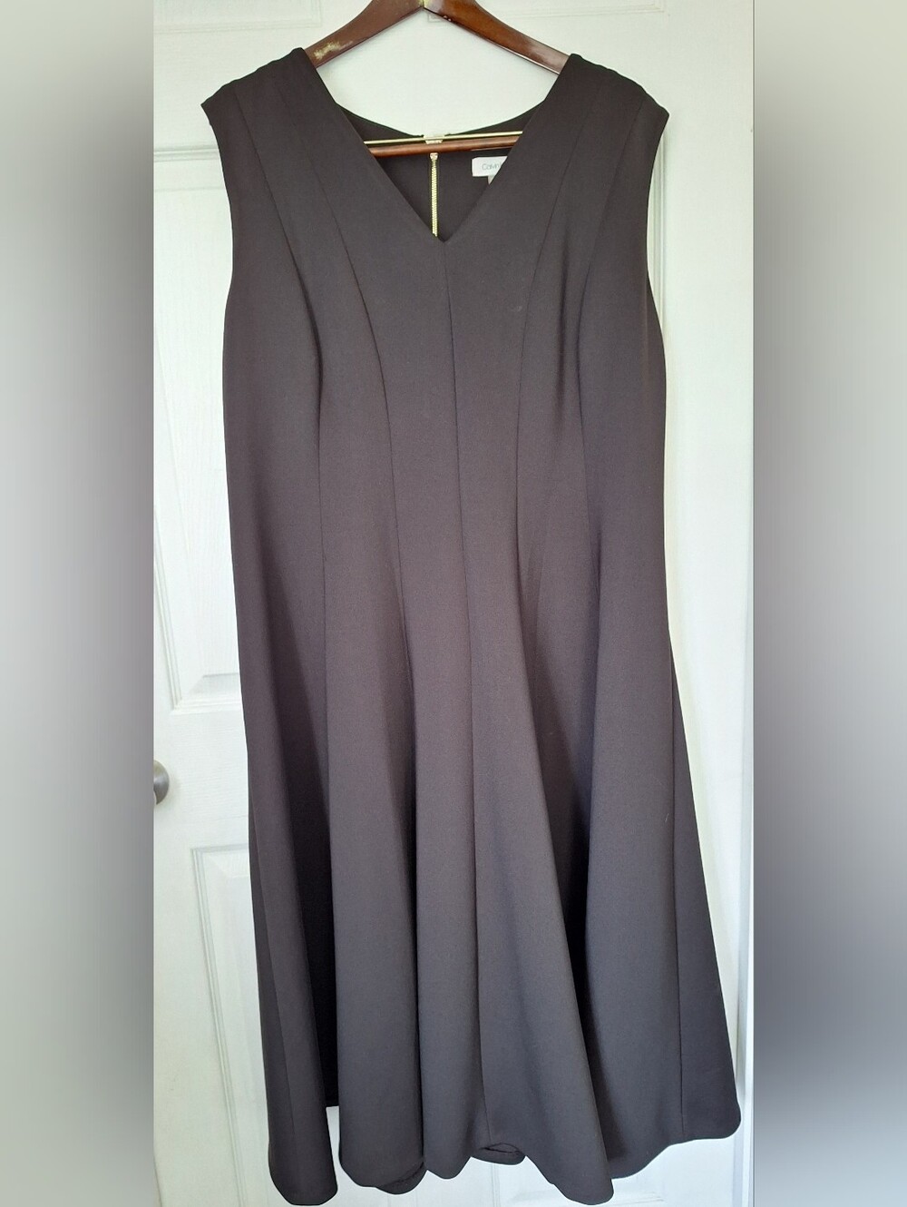Calvin Klein Black Sleeveless Fit & Flare Dress Gold Zipper 20W Like New